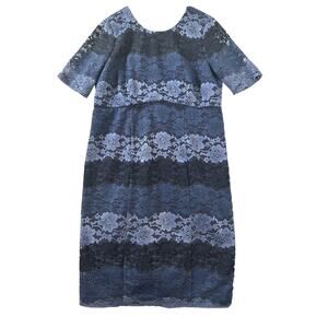 NWT A Pea In The Pod Blue Dress L Maternity Lace Floral